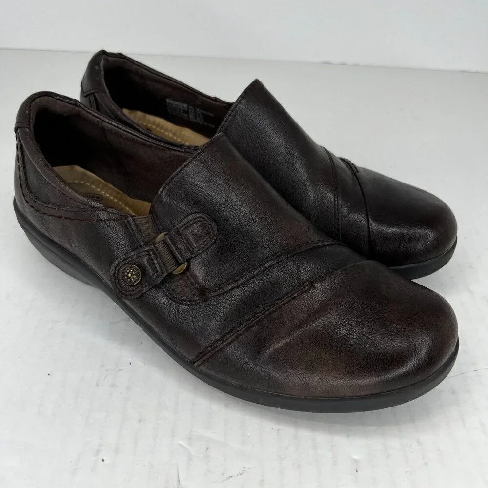 Earth Spirit Womens 25033100 Brown Gelron Cushion Leather Size 9.5 Slip-On Shoes